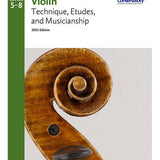 RCM 2021 Violin Technique, Etudes & Musicianship Level 5-8