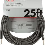 Fender Professional Series Instrument Cable, 25', Gray Tweed