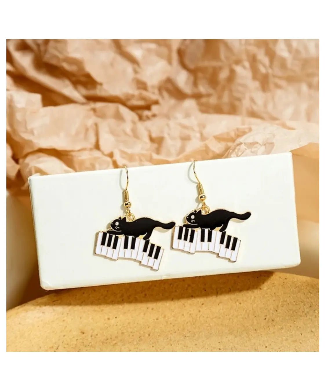 Kitty Cat on Keys Earrings - Remenyi House of Music
