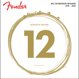 Fender 80/20 Bronze Acoustic Strings, Ball End, 70L .012-.052 Gauges, (6)