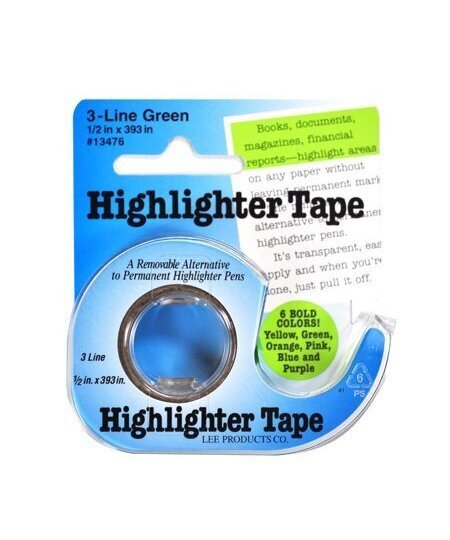 Lee 3 - Line Removable Wide Highlighter Note Tape 1/2 X 393 in Green - Remenyi House of Music