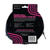 Ernie Ball Instrument Cable  Neon Blue/Black  25 Ft