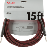 Fender Professional Series Instrument Cable, 15', Red Tweed