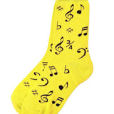 Socks - Yellow with Clefs and Notes