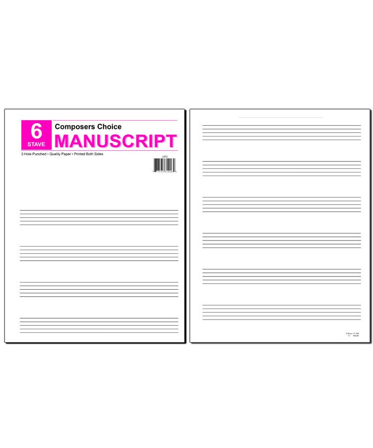 Manuscript Pad 6 Stave 8.5 x 11 - Remenyi House of Music