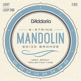 D'Addario EJ62 80/20 Bronze Mandolin Strings, Light, 10-34