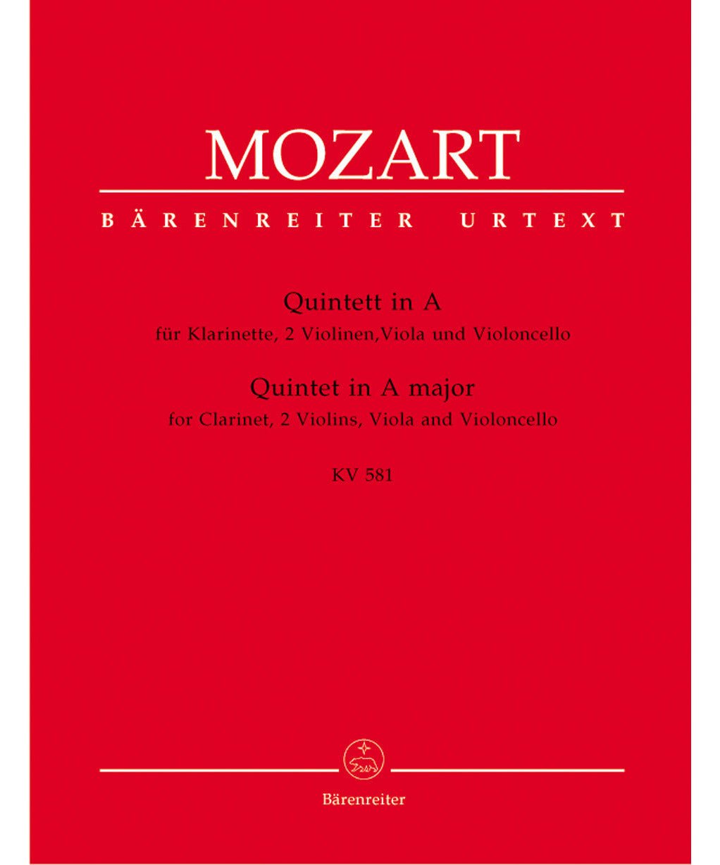 Mozart, W.A. - Quintet In A KV 581 For Clarinet 2 Violins Viola &amp; Cello - Remenyi House of Music