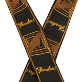 Fender Legacy Vintage Monogram Strap, Black/Yellow & Brown, 2"