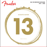 Fender 80/20 Bronze Acoustic Strings, Ball End, 70M .013-.056 Gauges, (6)