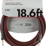 Fender Professional Series Instrument Cable, 18.6', Red Tweed