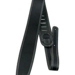 Perri S 2.5 Double Stitched Leather Guitar Strap Black - Remenyi House of Music