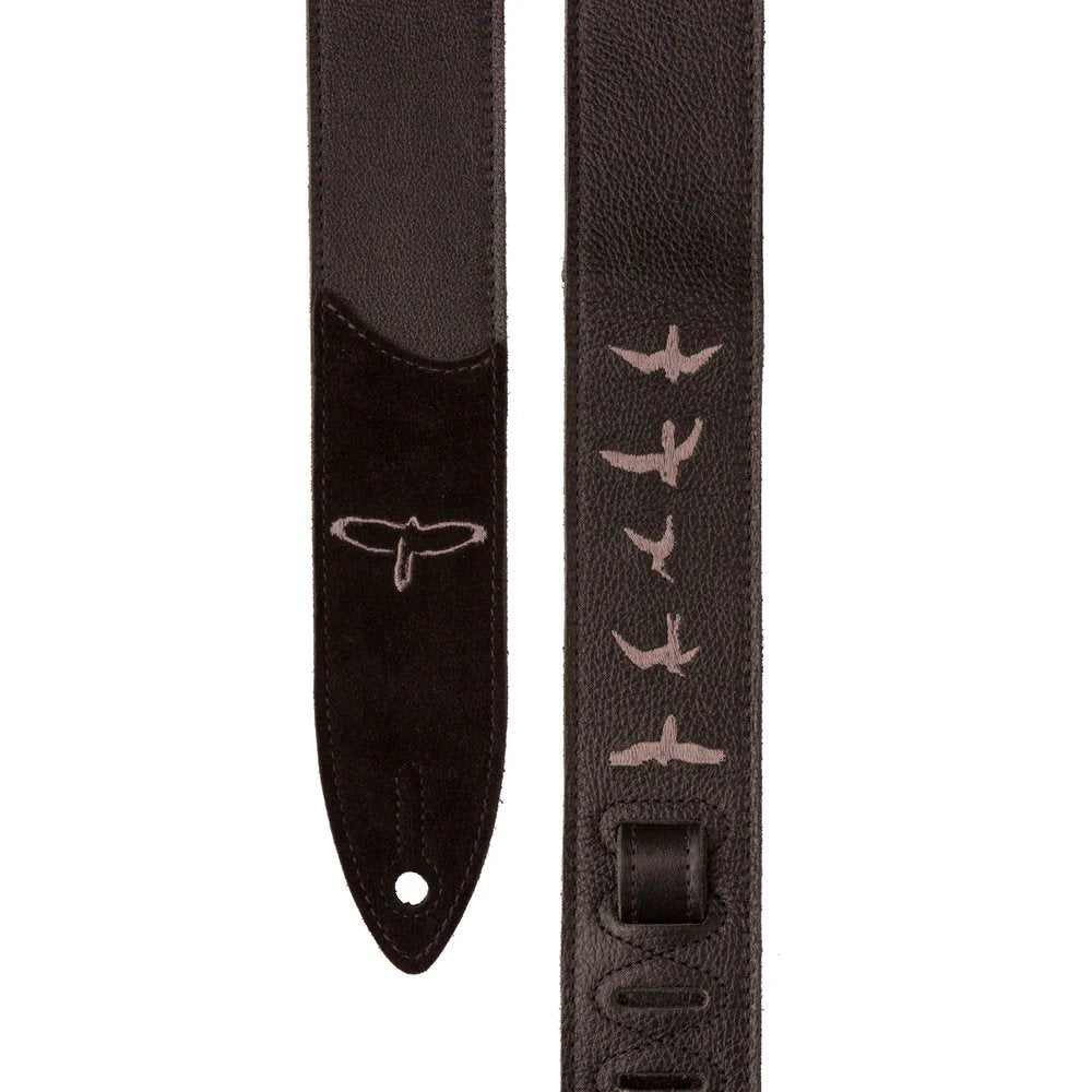 PRS Premium Leather 2" Strap Embroidered Birds - Black - Remenyi House of Music