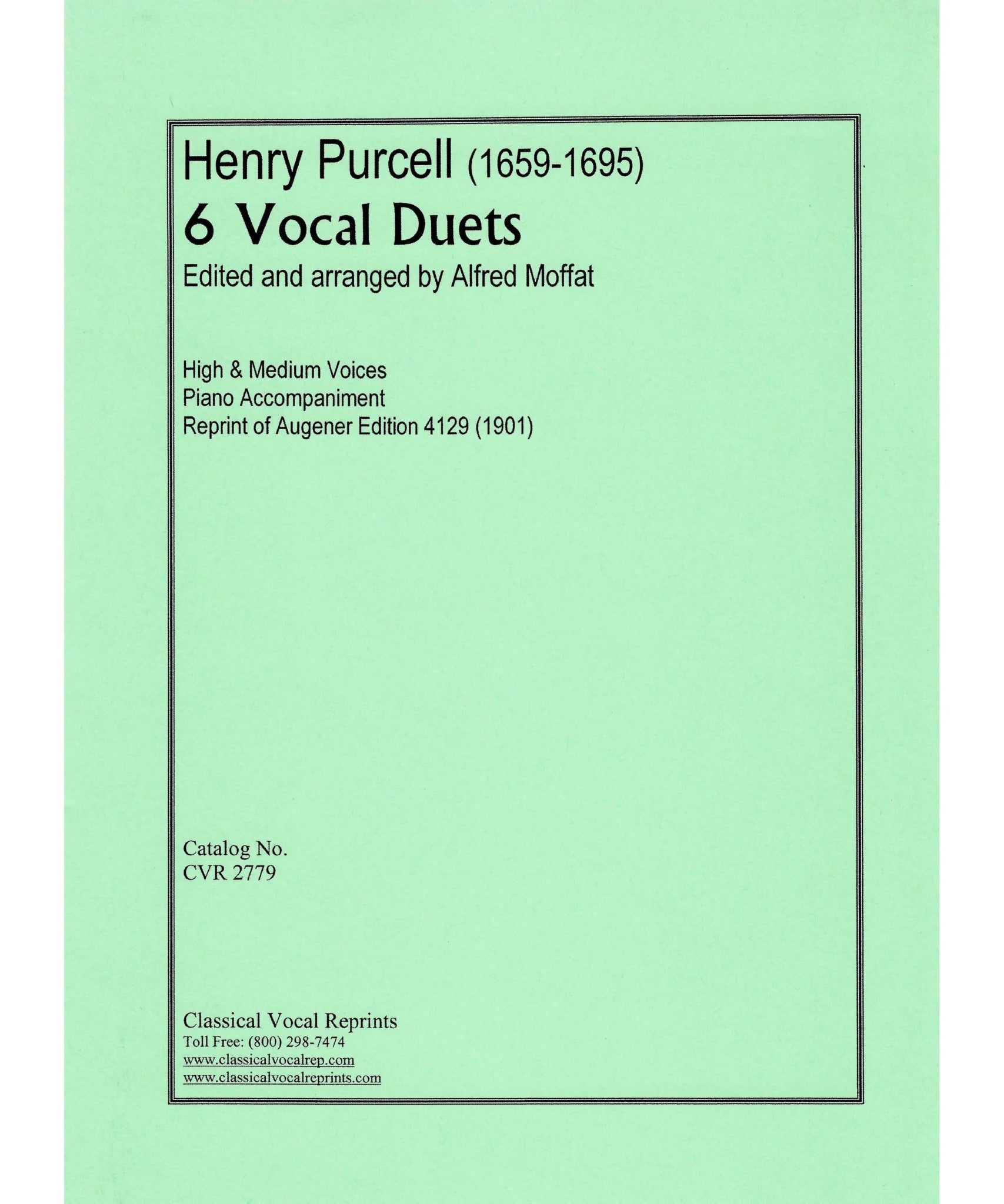 Purcell, H. - 6 Vocal Duets - High Medium - Remenyi House of Music