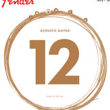 Fender Phosphor Bronze Acoustic Guitar Strings, Ball End, 60L .012-.053 Gauges, (6)