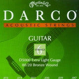 Martin D5000 80/20 Bronze Acoustic Guitar Strings, Extra Light