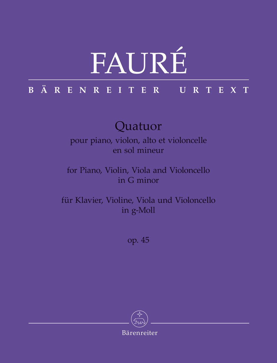 Quartet for Piano, Violin, Viola and Violoncello in G minor op. 45 N 92 - Remenyi House of Music