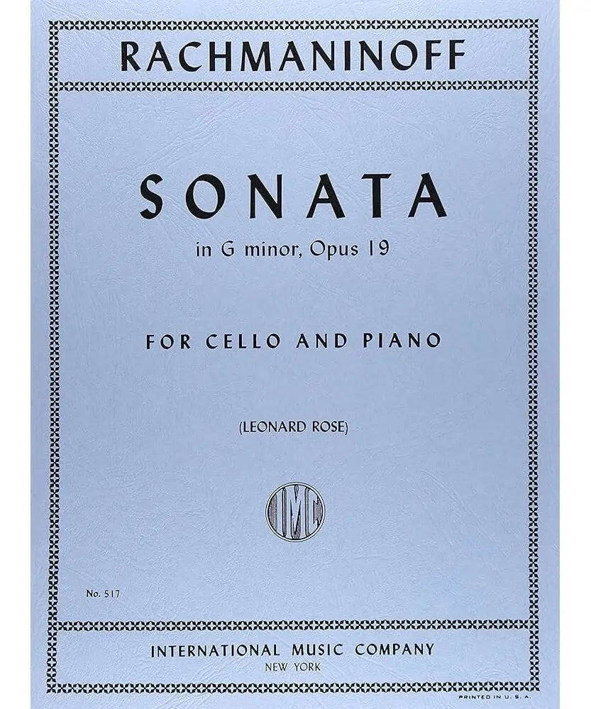 Rachmaninov S. - Cello Sonata In G - Op 19 - Remenyi House of Music