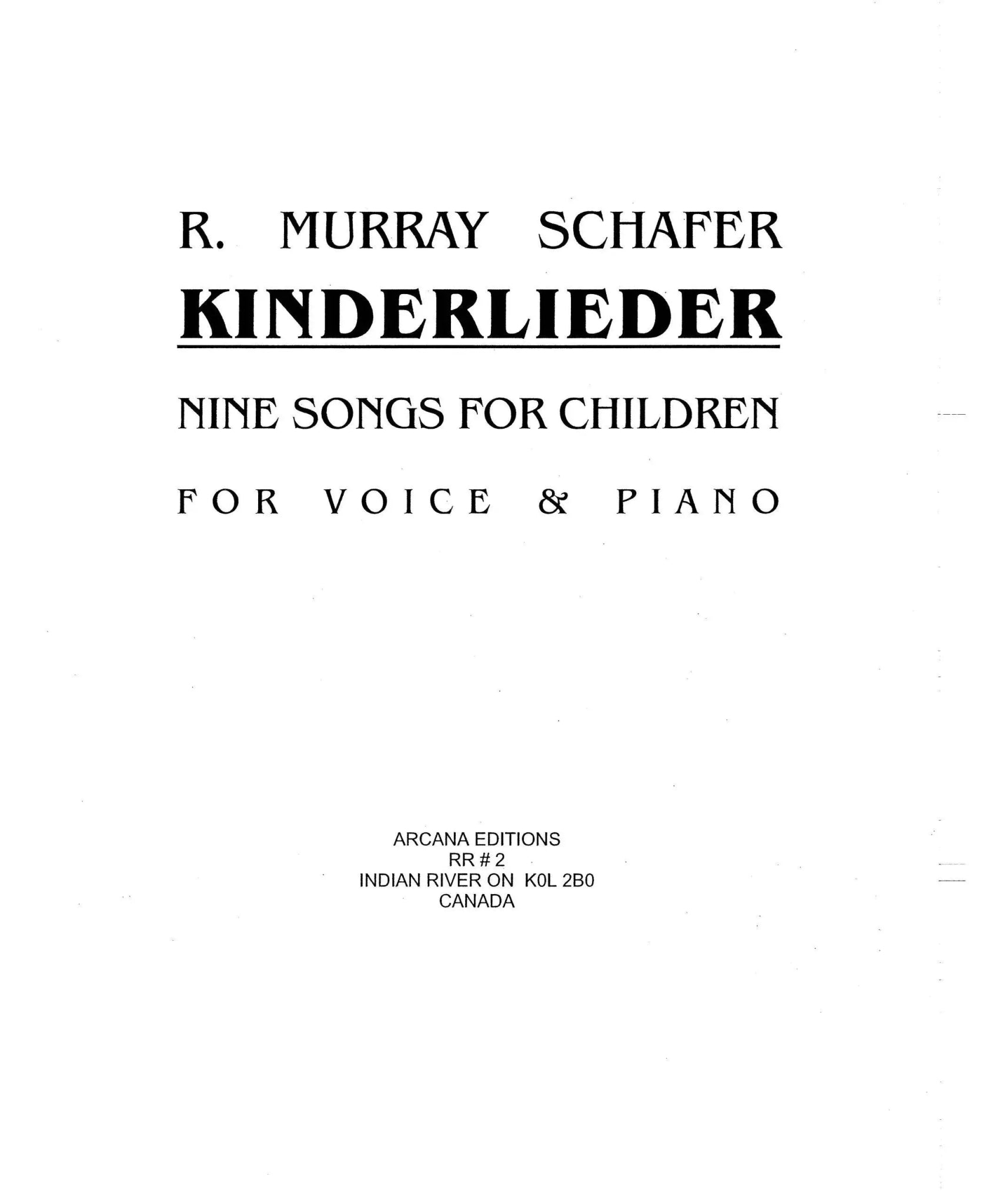 Schafer, R.M. - Kinderlieder - Remenyi House of Music