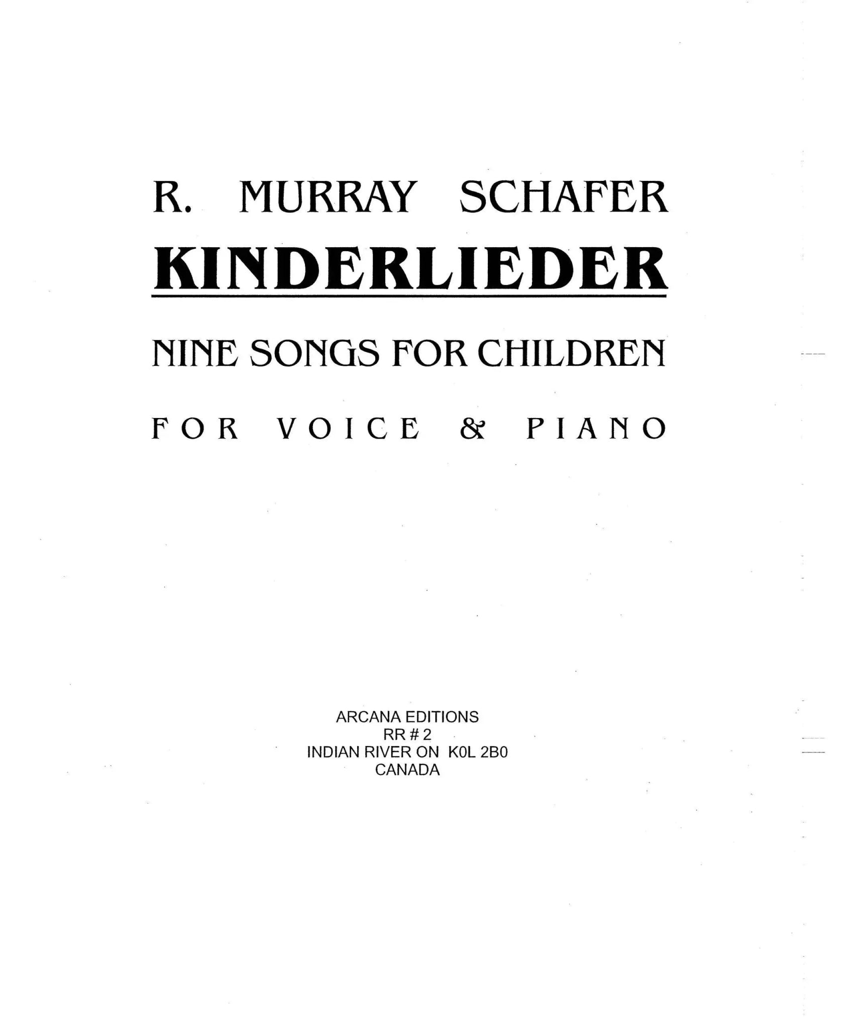 Schafer, R.M. - Kinderlieder - Remenyi House of Music