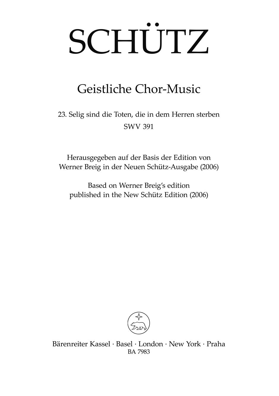 Selig sind die Toten, die in dem Herren sterben SWV 391 - Remenyi House of Music