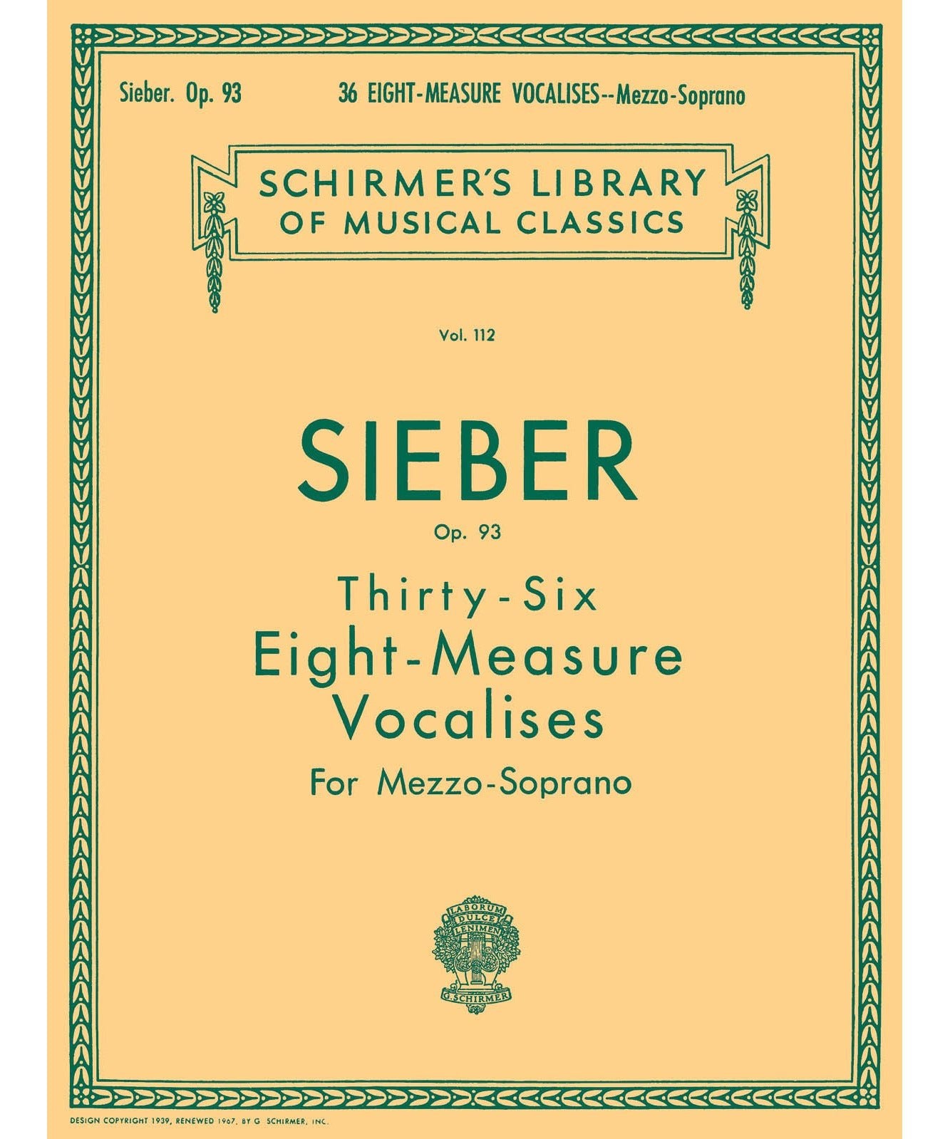 Sieber, F. - 36 Eight - Measure Vocalises, Op. 93 - Remenyi House of Music