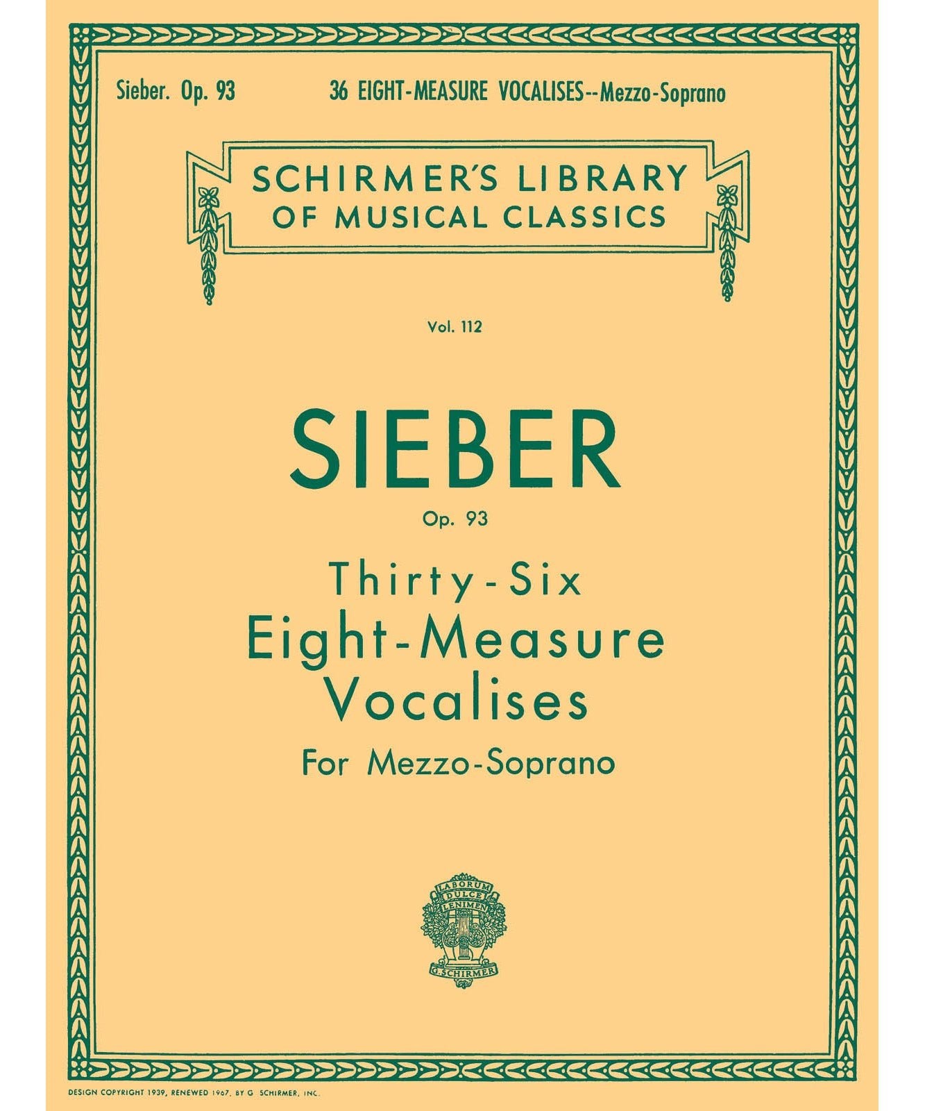 Sieber, F. - 36 Eight - Measure Vocalises, Op. 93 - Remenyi House of Music