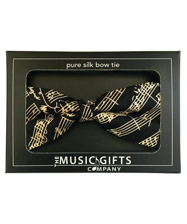 Silk Bow Tie - Black Mozart Manuscript - Remenyi House of Music