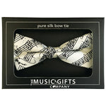 Silk Bow Tie - White Mozart Manuscript - Remenyi House of Music