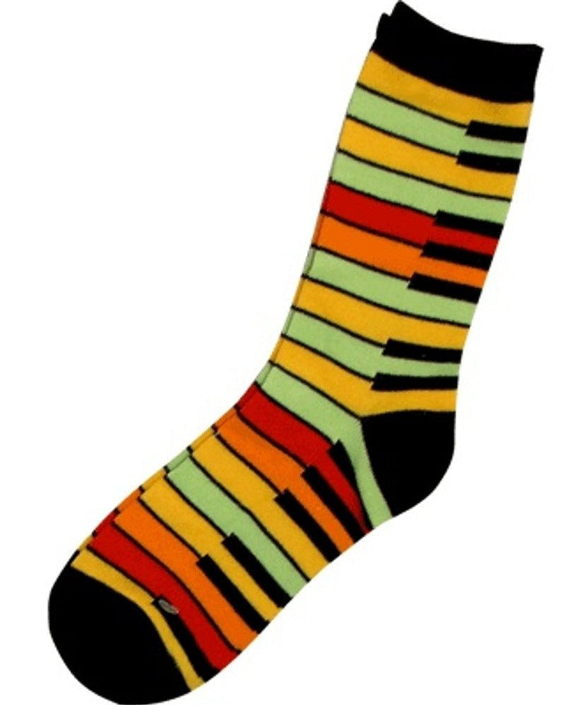 Socks with Yellow, Green, Red, Orange Piano Keys - Remenyi House of Music