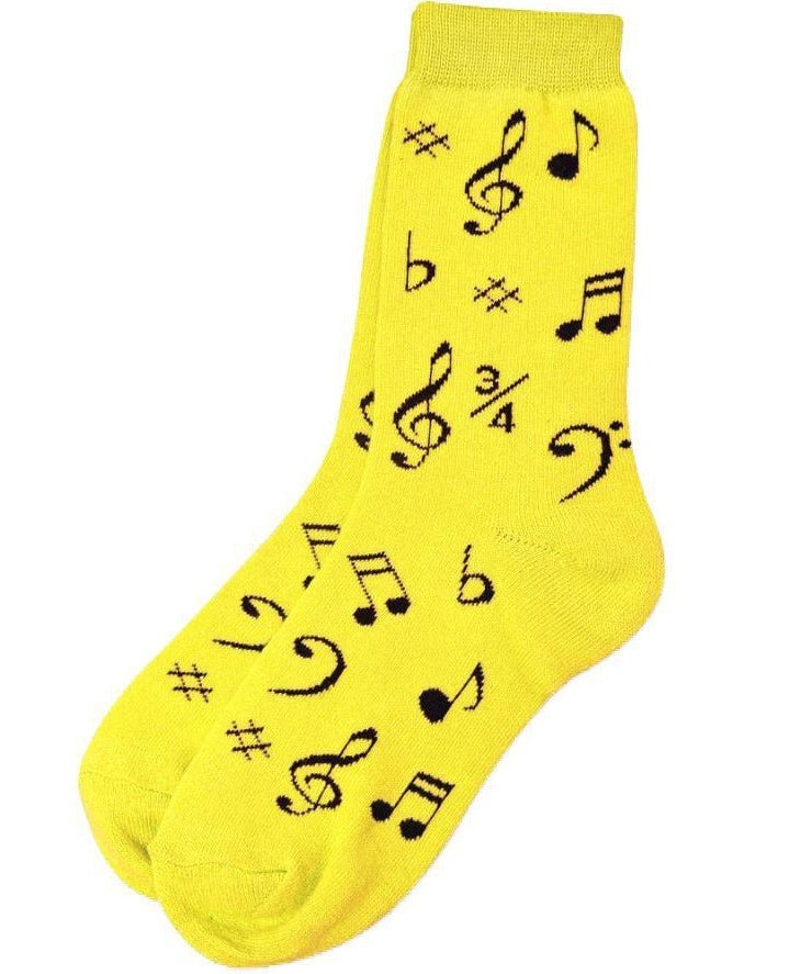 Socks - Yellow with Clefs and Notes - Remenyi House of Music