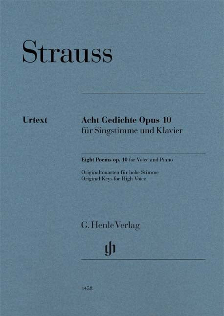 Strauss, R. - Eight Poems, Op. 10 (High Voice) - Remenyi House of Music
