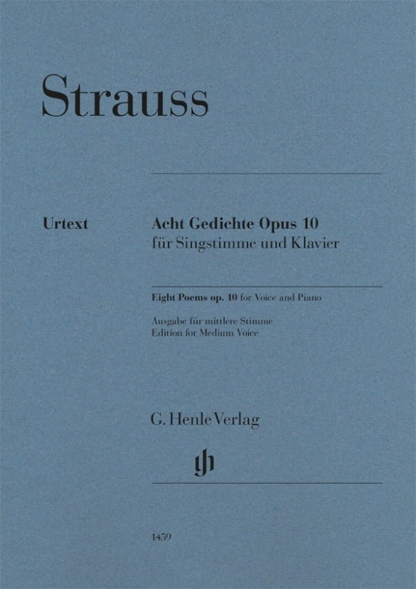 Strauss, R. - Eight Poems, Op. 10 (Medium Voice) - Remenyi House of Music