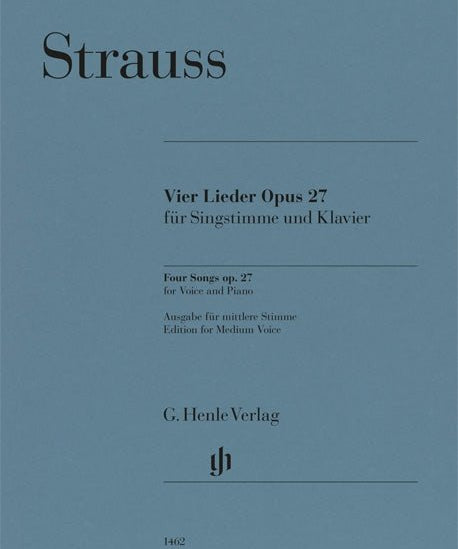 Strauss, R. - Four Songs Op. 27 (Medium Voice) - Remenyi House of Music