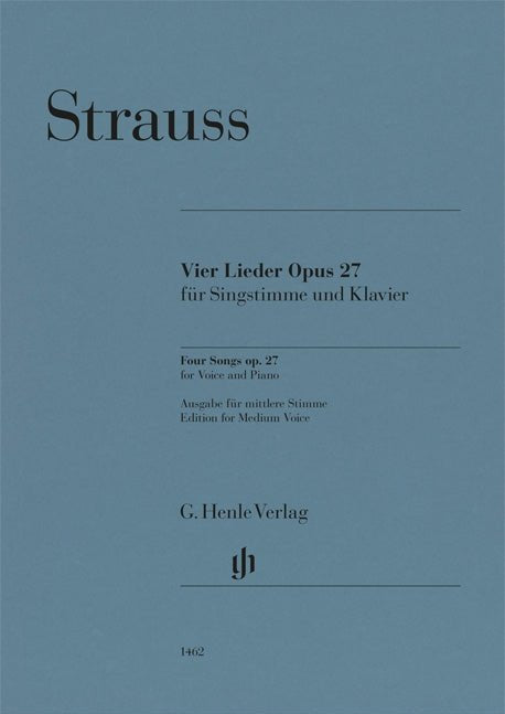 Strauss, R. - Four Songs Op. 27 (Medium Voice) - Remenyi House of Music