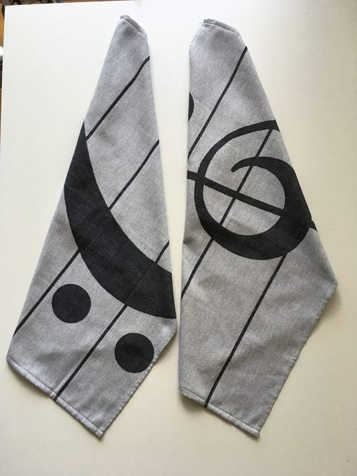 Tea Towel Set - Treble and Bass Clef Design - Remenyi House of Music