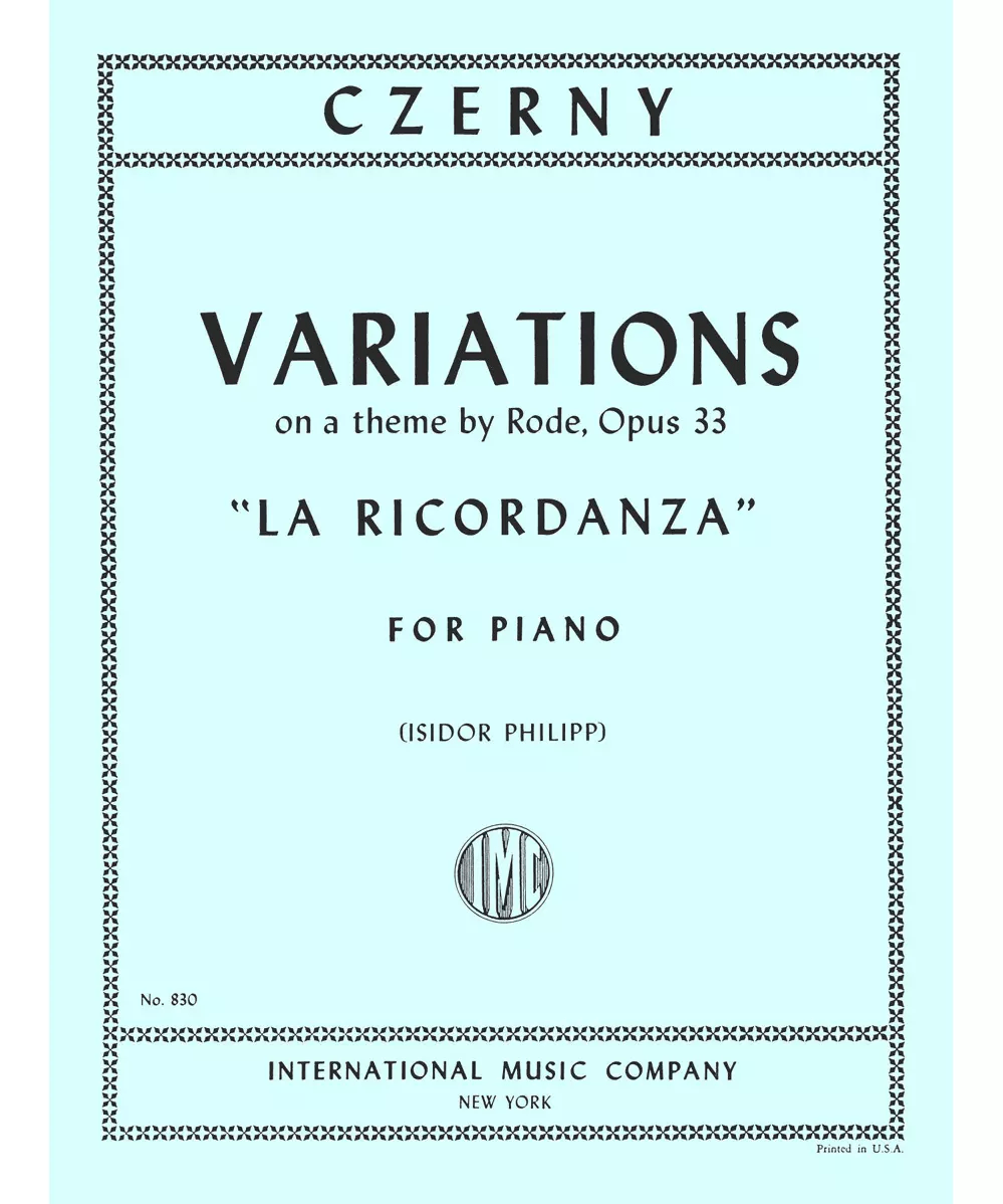 Variations \"La Ricordanza,\" Opus 33 - Remenyi House of Music