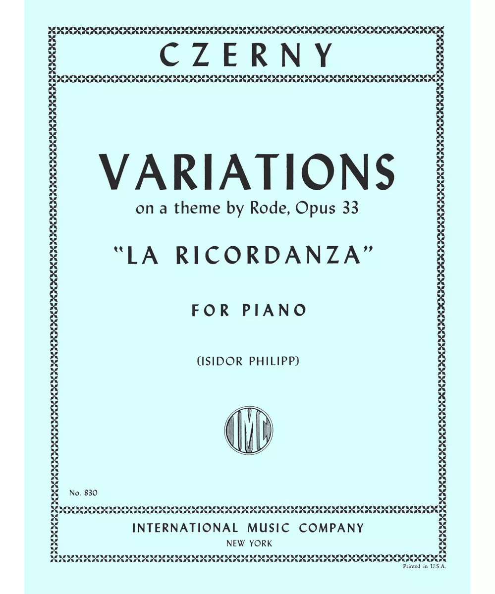 Variations \"La Ricordanza,\" Opus 33 - Remenyi House of Music