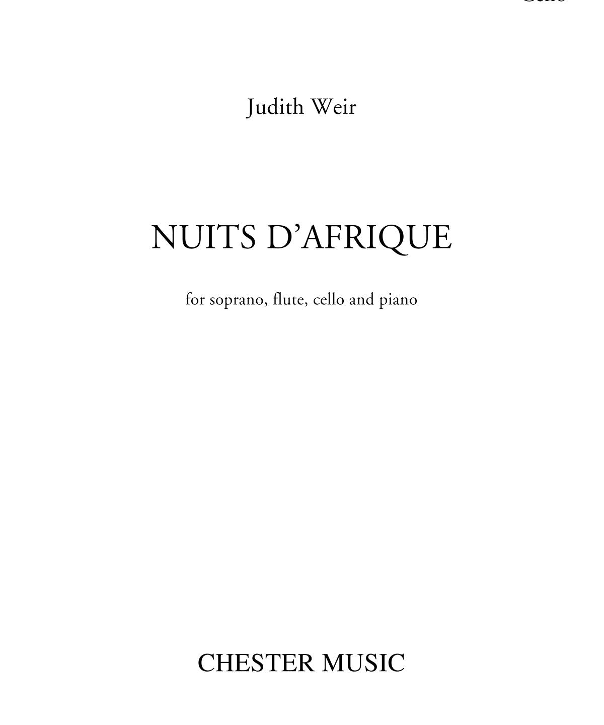 Weir, J. - Nuits d'Afrique - Remenyi House of Music