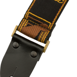 Fender Legacy Vintage Monogram Strap, Black/Yellow & Brown, 2"