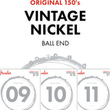 Fender Original 150 Guitar Strings, Pure Nickel Wound, Ball End, 150L .009-.042 Gauges, (6)