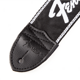 Fender Running Logo Strap, Black/White Logo, 2"