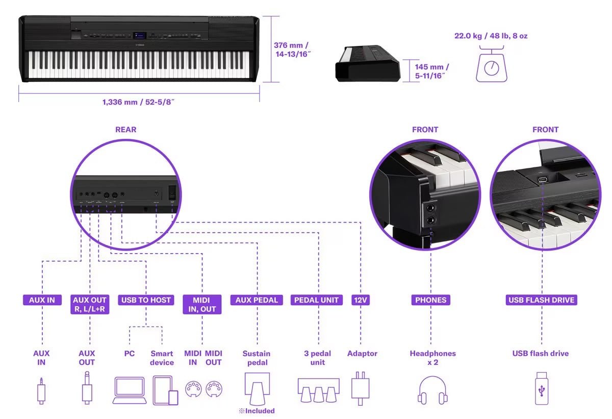 Yamaha P - 525 Black Portable Piano - Remenyi House of Music