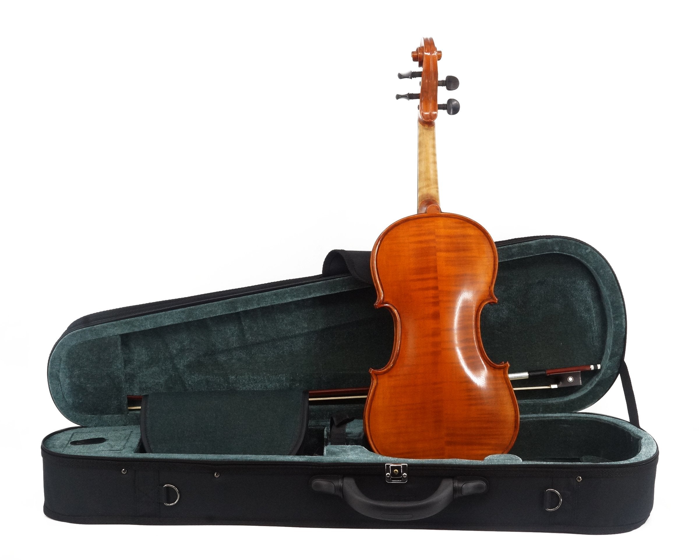 Kato 500 Violin Outfit including case, bow and violin from the back - All Sizes