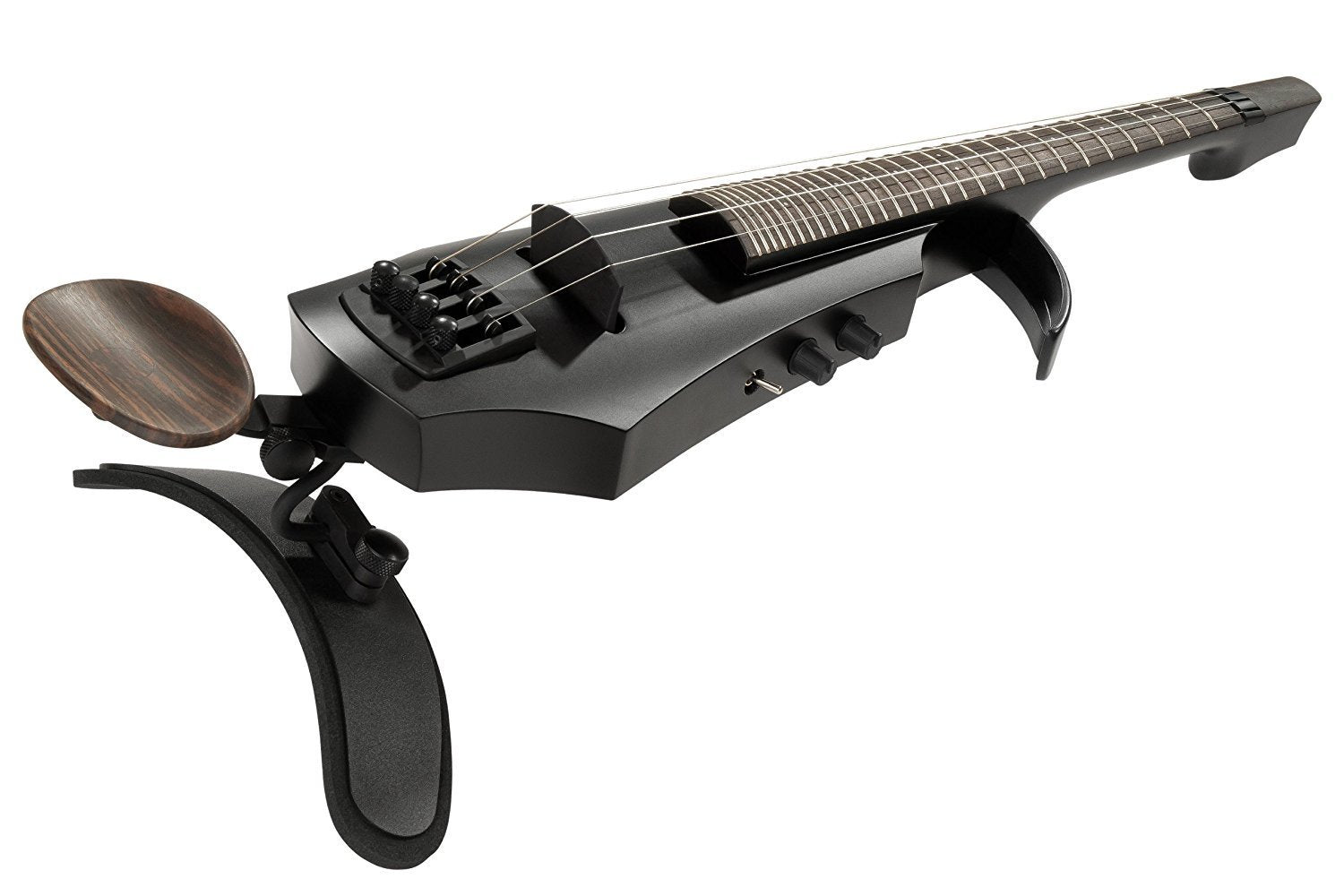 NS Design NXT 4-String Fretted Electric Violin, black maple body, side view
